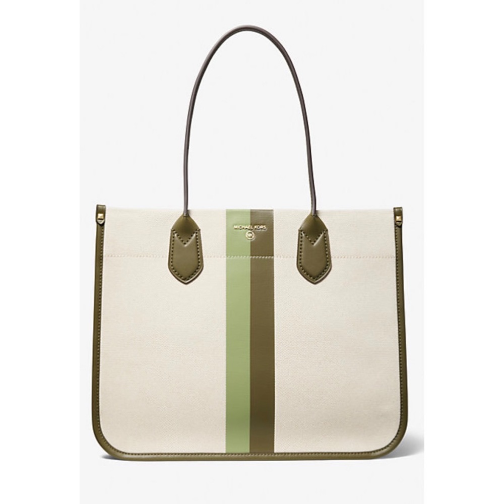 Michael Kors Large Green Stripe Tote Bag Purse BRAND NEW